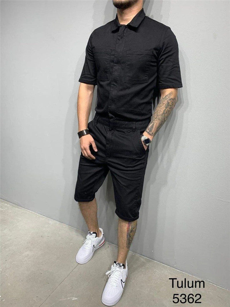 Men's Personalized Casual One-piece Short Sleeve Shirt Shorts