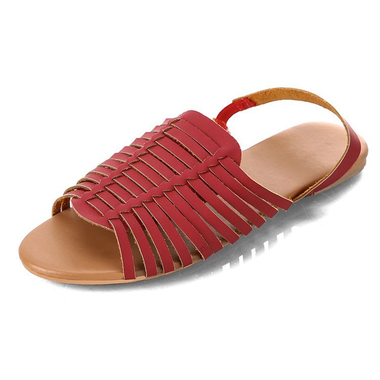New European And American Flat Heels And Solid Color Fish-mouth Sandals For Women