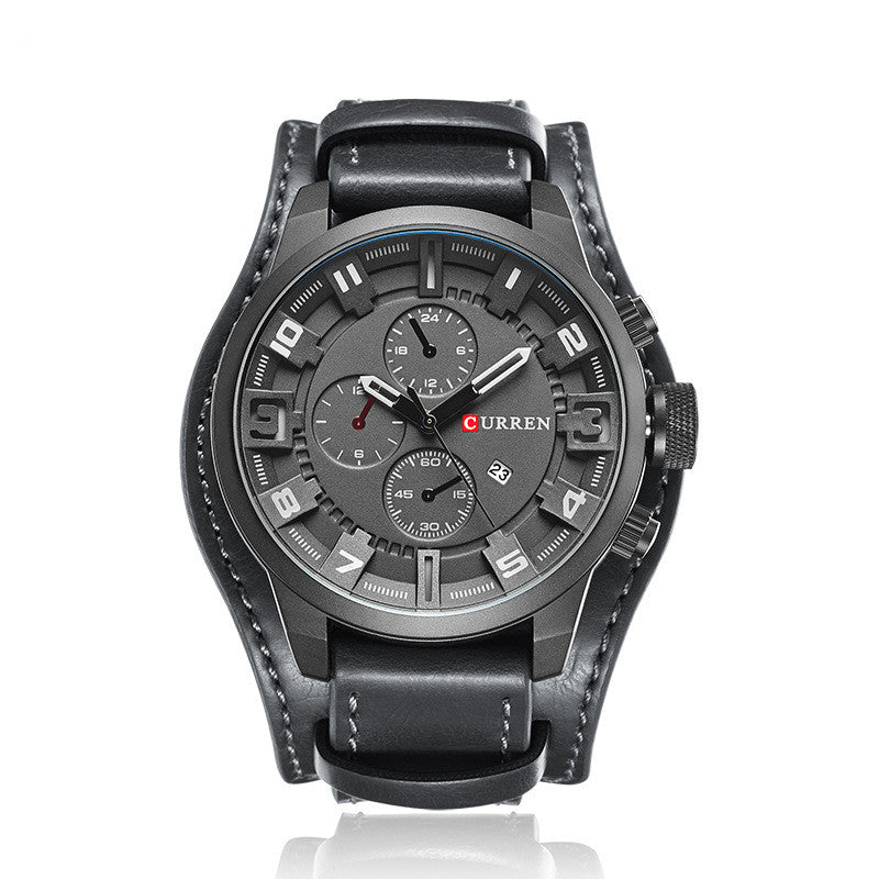 Men's Fashion Personality Quartz Watch Calendar Belt Strap Large Dial Watch