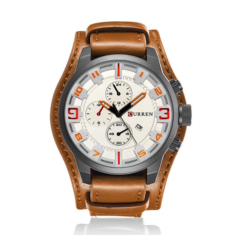 Men's Fashion Personality Quartz Watch Calendar Belt Strap Large Dial Watch