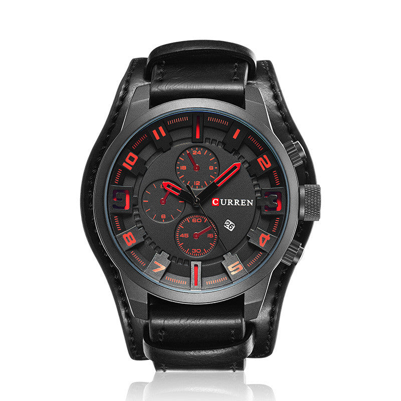 Men's Fashion Personality Quartz Watch Calendar Belt Strap Large Dial Watch