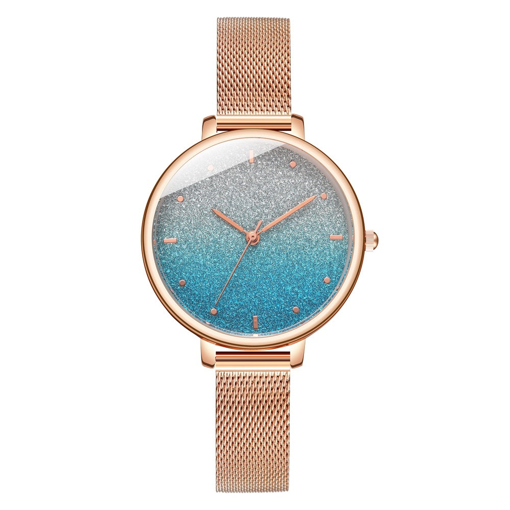 Rose gold thin strap women's watch