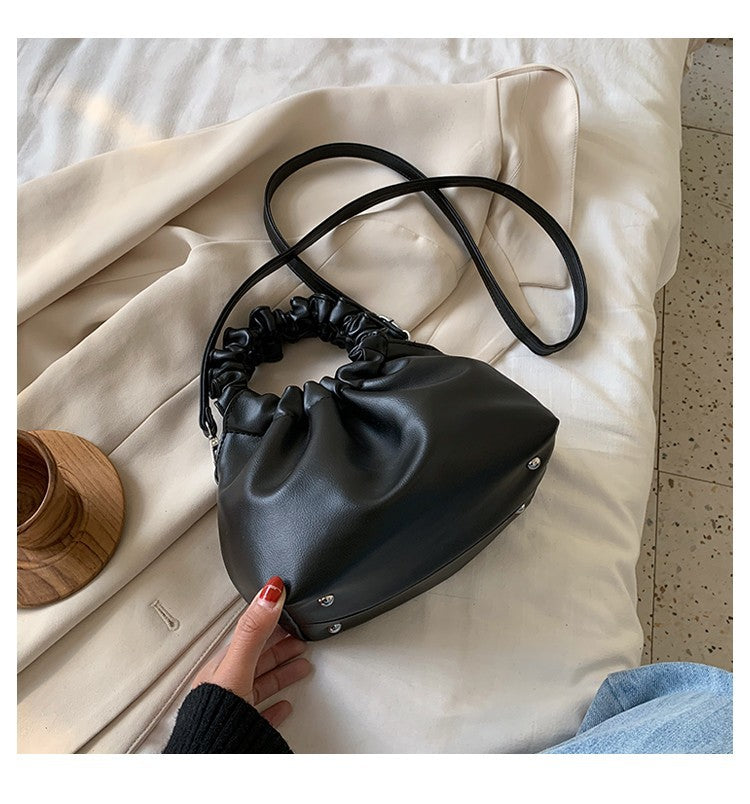 Pleated Single-shoulder Messenger Bag Bucket Bag