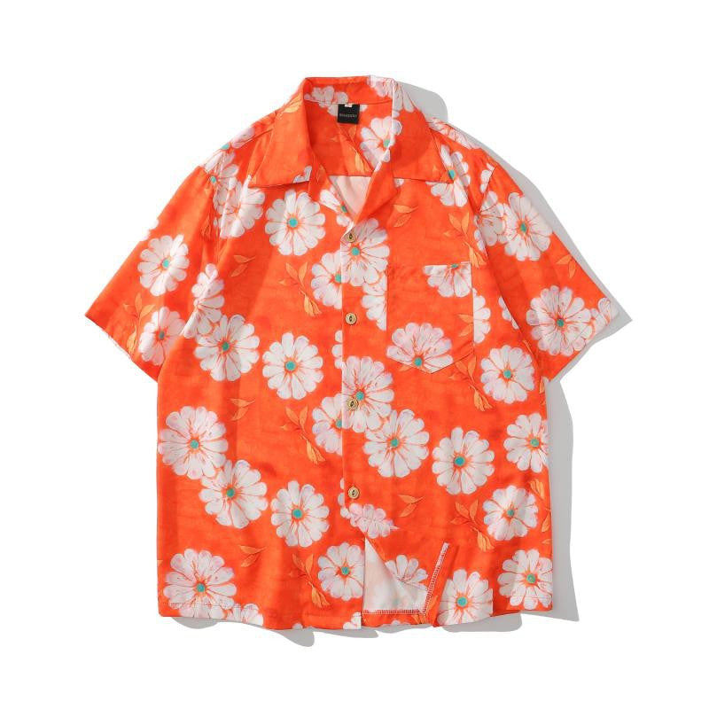 Vintage Cashew Flower Oil Painting Full Print Short-sleeved Shirt