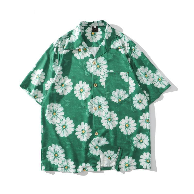 Vintage Cashew Flower Oil Painting Full Print Short-sleeved Shirt