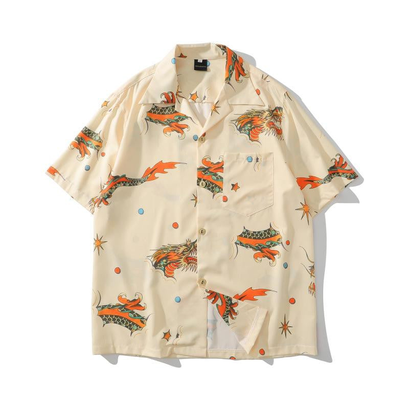 Vintage Cashew Flower Oil Painting Full Print Short-sleeved Shirt