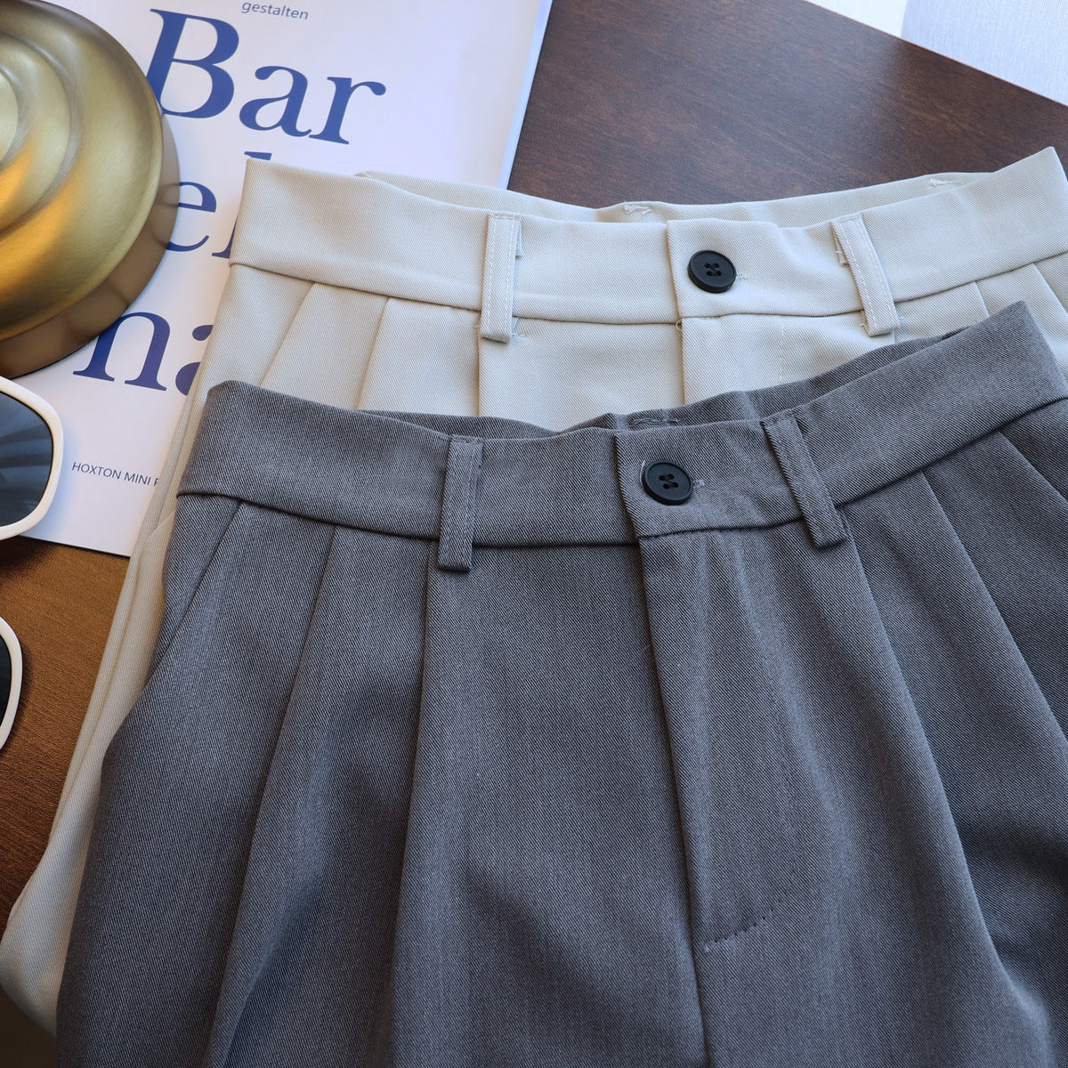 Simple Loose Thin Pocket Suit Five-point Pants