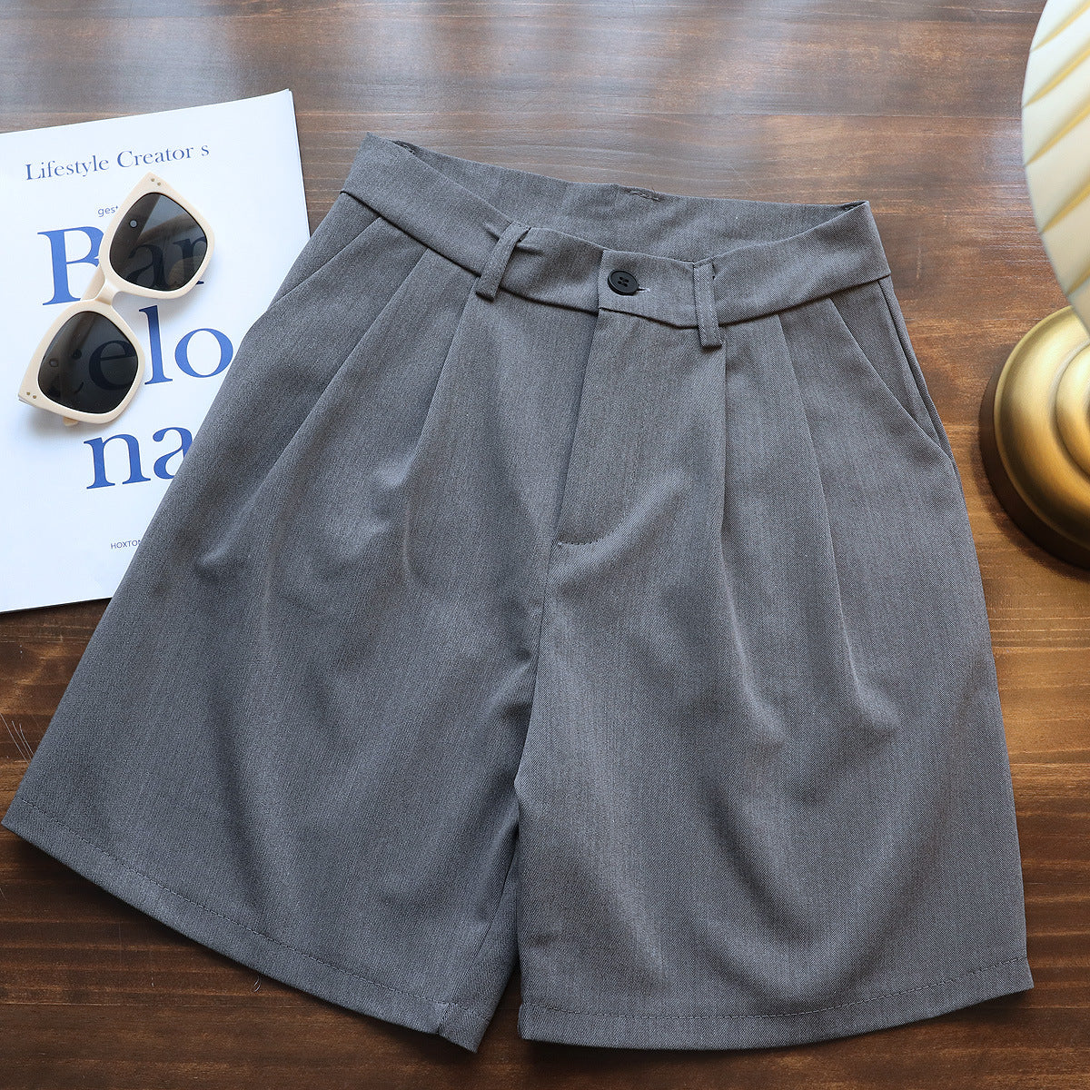 Simple Loose Thin Pocket Suit Five-point Pants