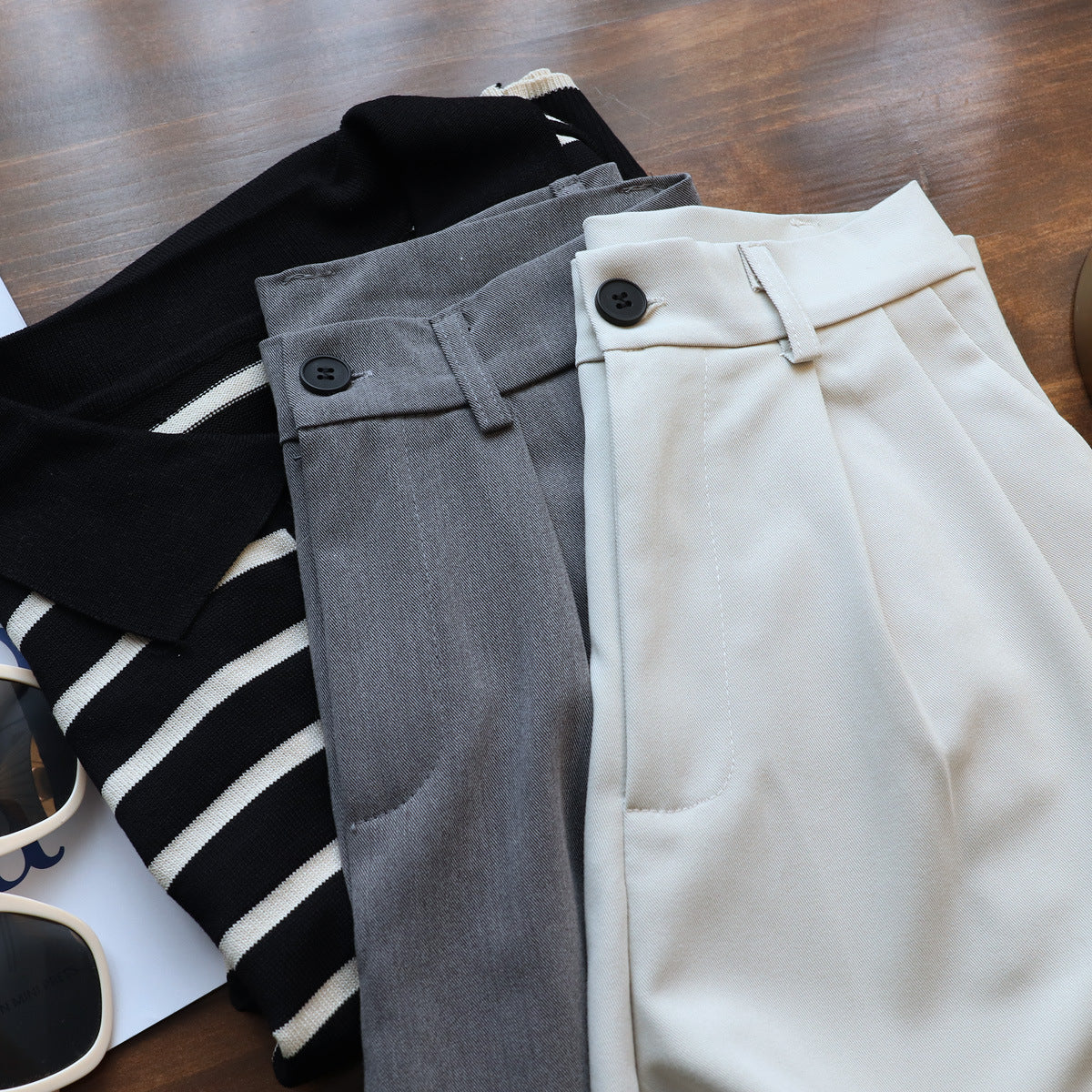Simple Loose Thin Pocket Suit Five-point Pants