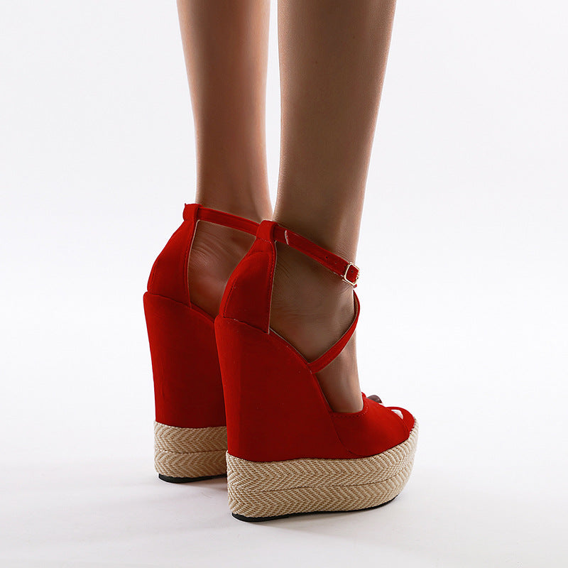 Slope Heel Color Matching High Heel Sandals A60-35 Are Available In Size 35-42 In Stock