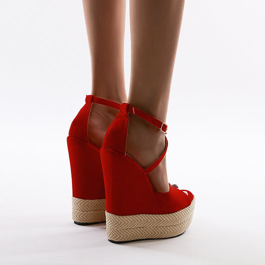 Slope Heel Color Matching High Heel Sandals A60-35 Are Available In Size 35-42 In Stock