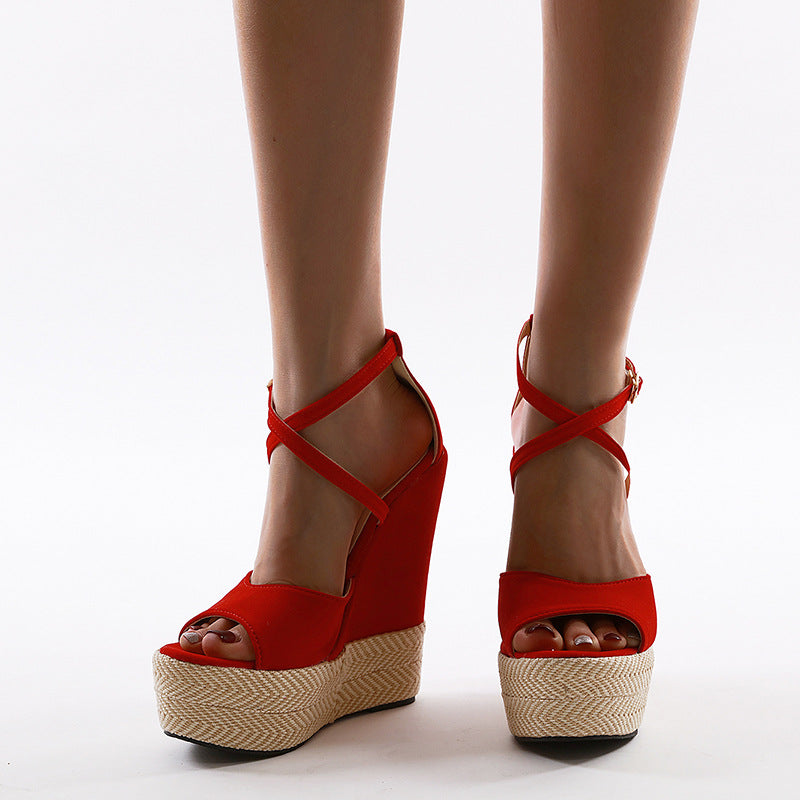 Slope Heel Color Matching High Heel Sandals A60-35 Are Available In Size 35-42 In Stock