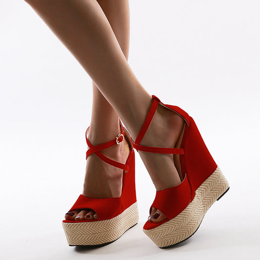 Slope Heel Color Matching High Heel Sandals A60-35 Are Available In Size 35-42 In Stock