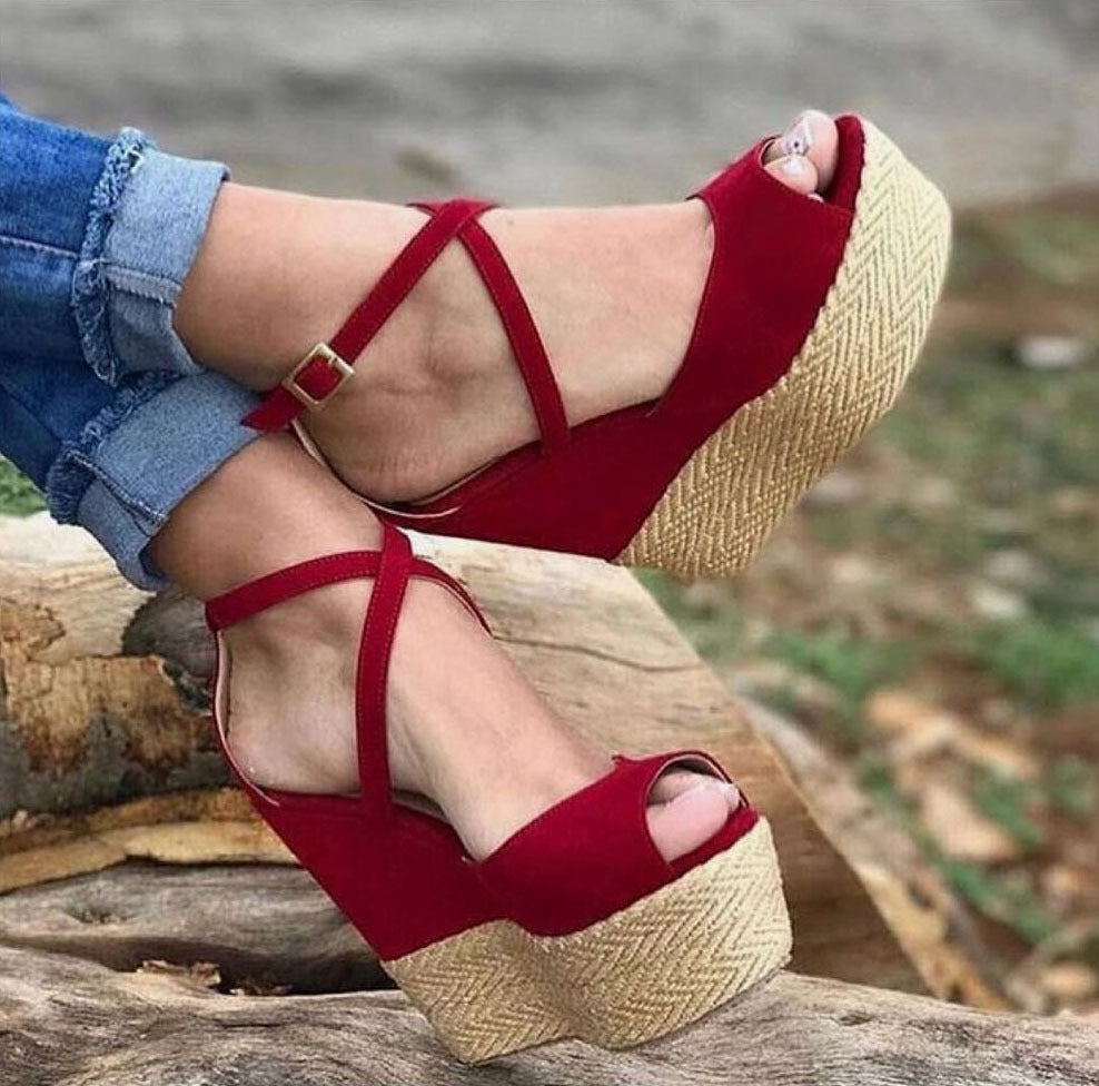 Slope Heel Color Matching High Heel Sandals A60-35 Are Available In Size 35-42 In Stock