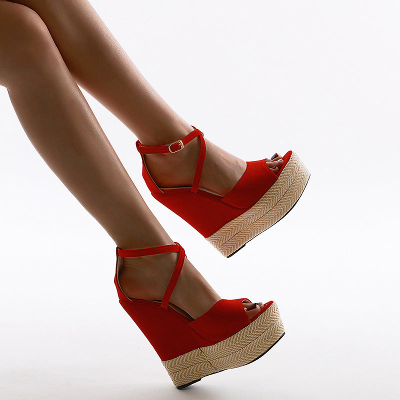 Slope Heel Color Matching High Heel Sandals A60-35 Are Available In Size 35-42 In Stock