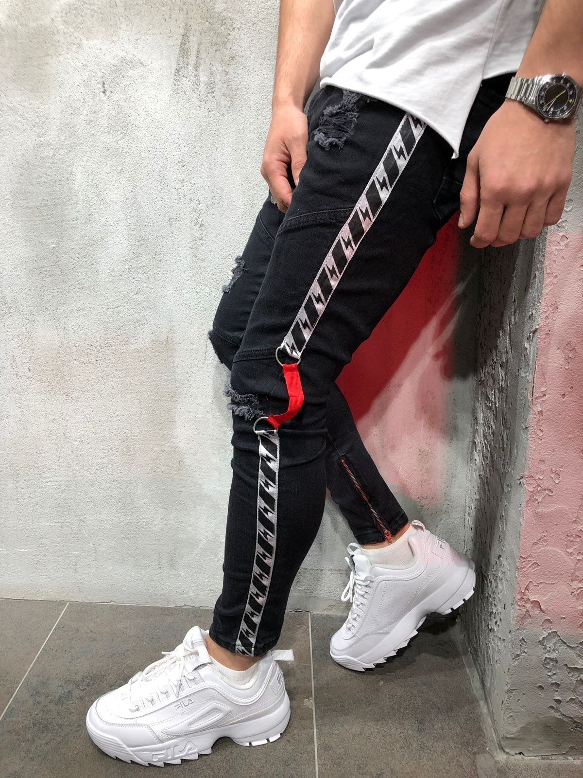 Jeans Source Ripped Blyantsbukser til Mænd med Smalle Ben