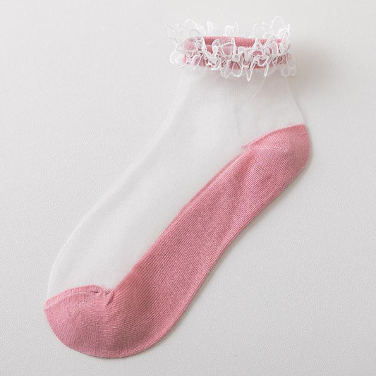 Fashion Simple Short Thin Crystal Silk Socks