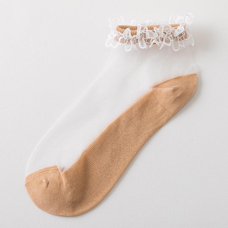 Fashion Simple Short Thin Crystal Silk Socks