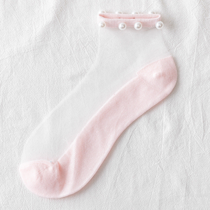 Fashion Simple Short Thin Crystal Silk Socks
