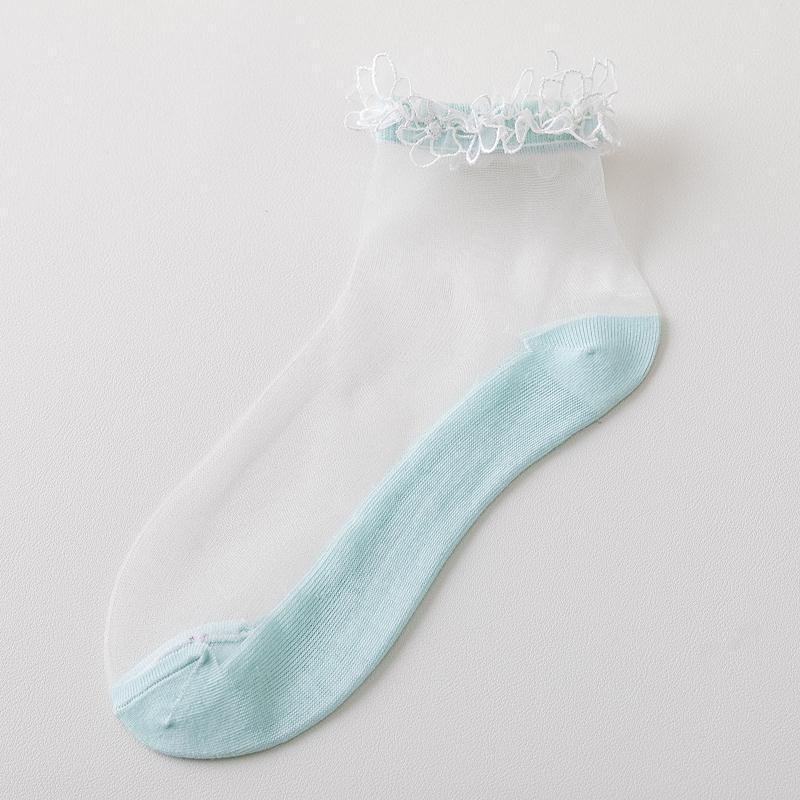 Fashion Simple Short Thin Crystal Silk Socks