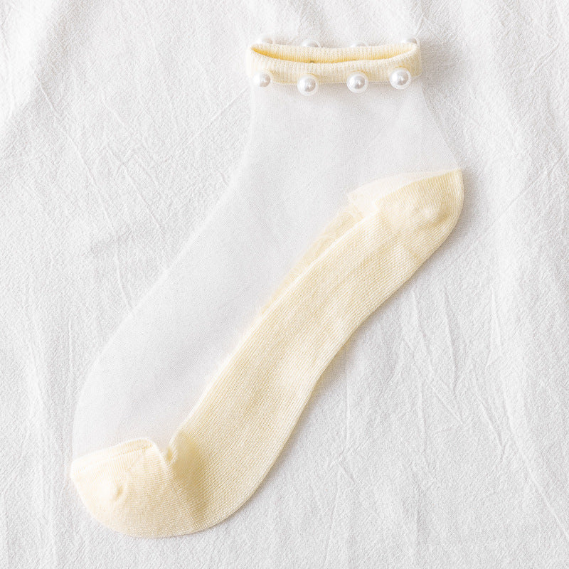 Fashion Simple Short Thin Crystal Silk Socks
