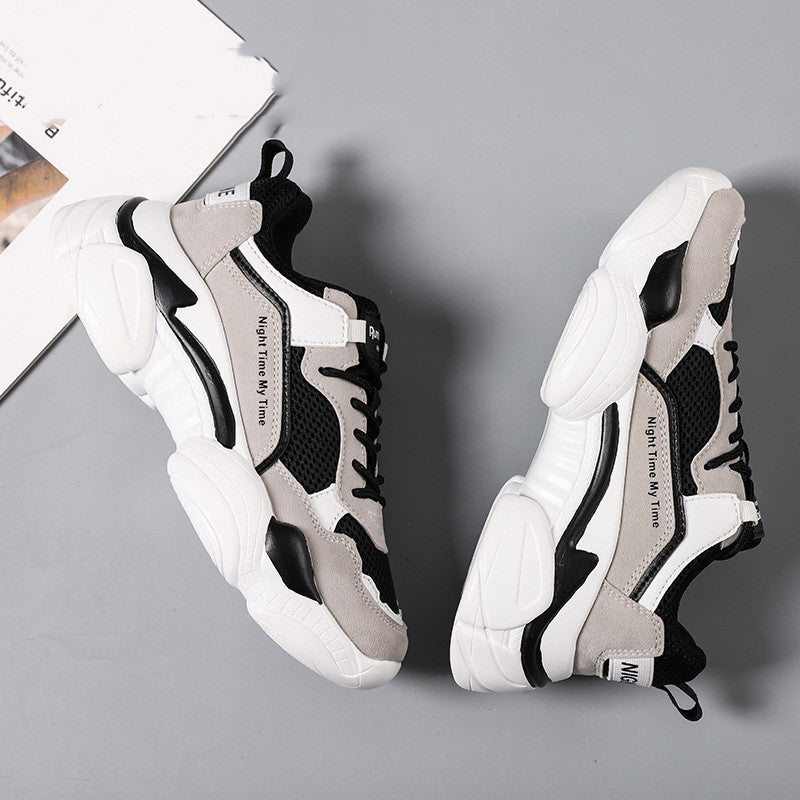 Studentersko med tyk sål, høje casual rød-hvide sneakers
