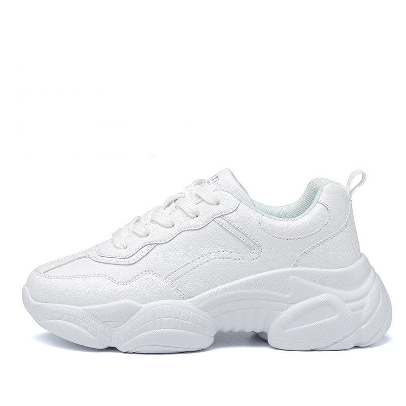 Studentersko med tyk sål, høje casual rød-hvide sneakers