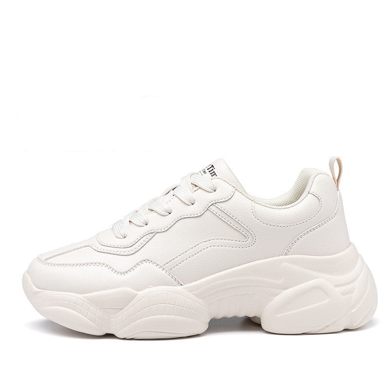 Studentersko med tyk sål, høje casual rød-hvide sneakers