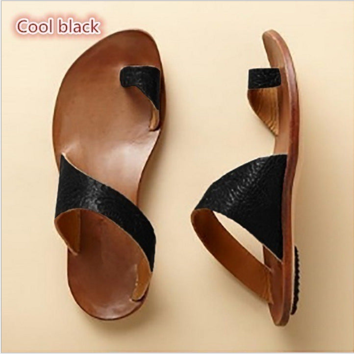 Fashion Solid Color Flip Flops Flat Sandals