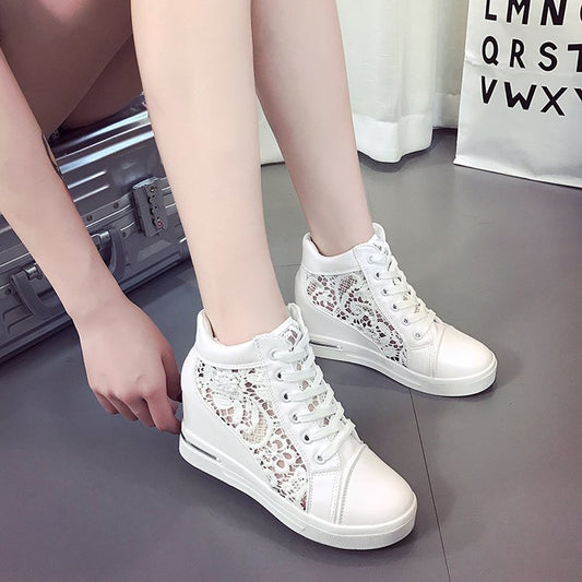White Shoes Lace Breathable Shoes