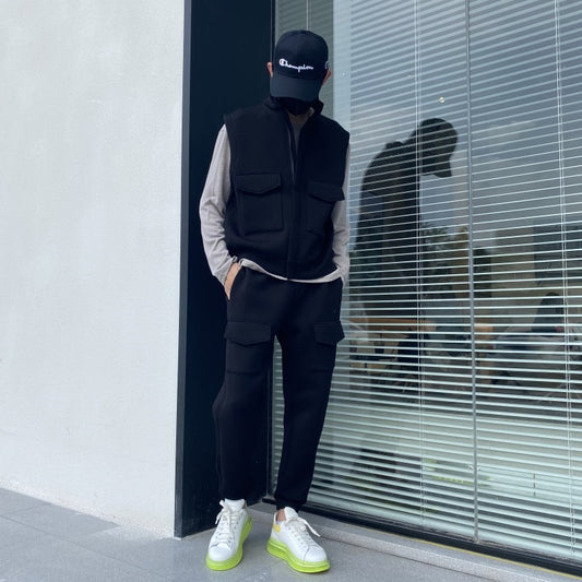 Men's Tooling Space Cotton Casual Vest Suit