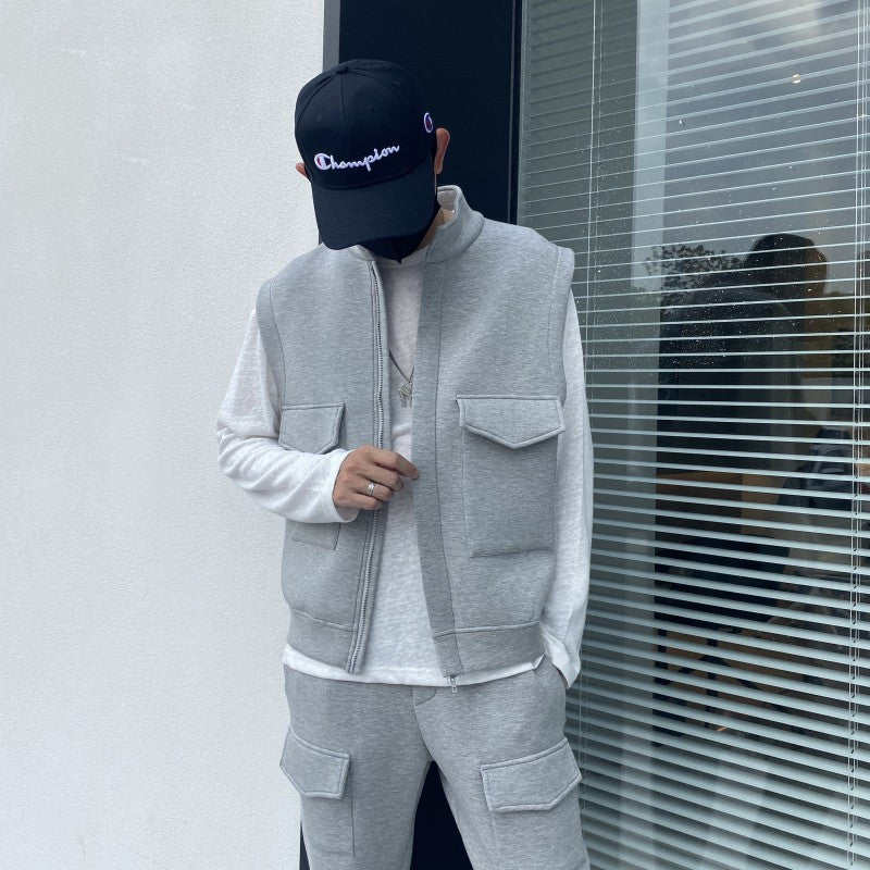 Men's Tooling Space Cotton Casual Vest Suit