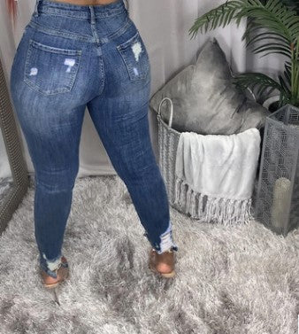 Jeans High-Waist Stretch Slim Pants Foreign Trade Pencil Feet Pants