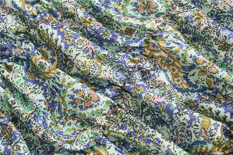 High-waist Pleated Decorative Print Skirt