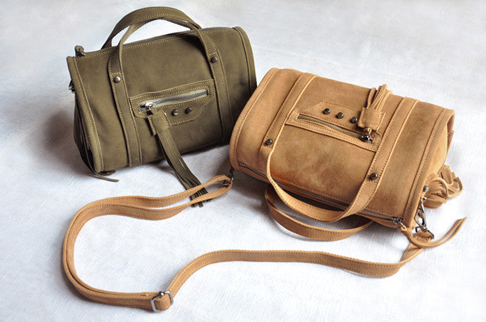 European And American Retro Tassel Locomotive Bag Original Personality Single Shoulder Messenger Ladies Leather Bag Boston Cylinder Bag