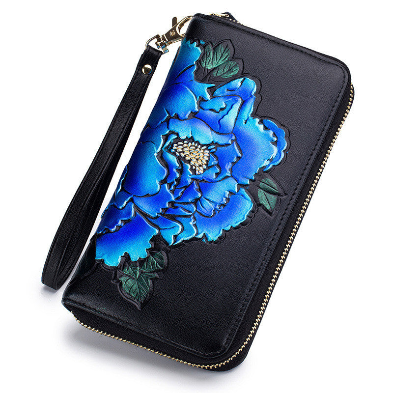 Peony Hand-Painted Organ Wallet Ladies Long