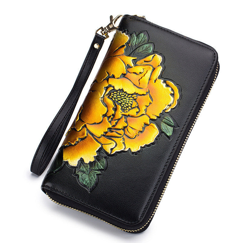 Peony Hand-Painted Organ Wallet Ladies Long