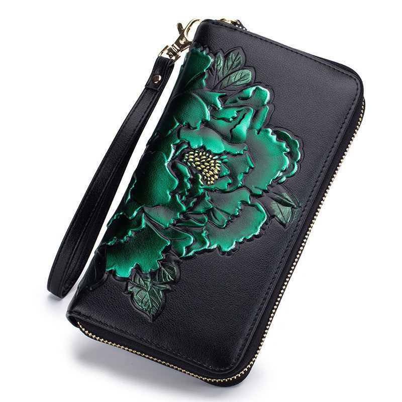Peony Hand-Painted Organ Wallet Ladies Long