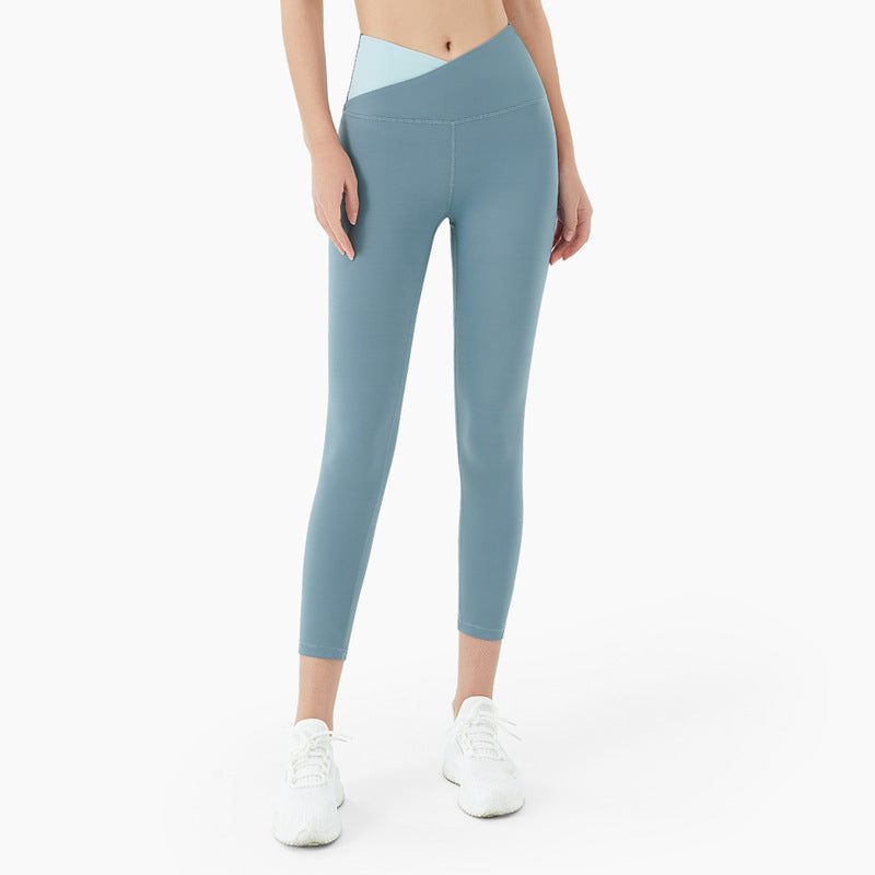 Hip-lifting High-waist Running Sports Stretch Fitness Pants Breathable Cropped Pants