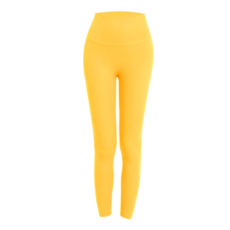 Brand New One-Piece Seamless Yoga Pants High-Waist Nude Feeling Sanded Peach Hip Fitness Pants Women'S Tight Leggings