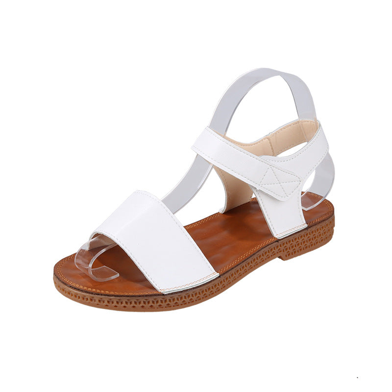 Fish Mouth Velcro Flat Sandals