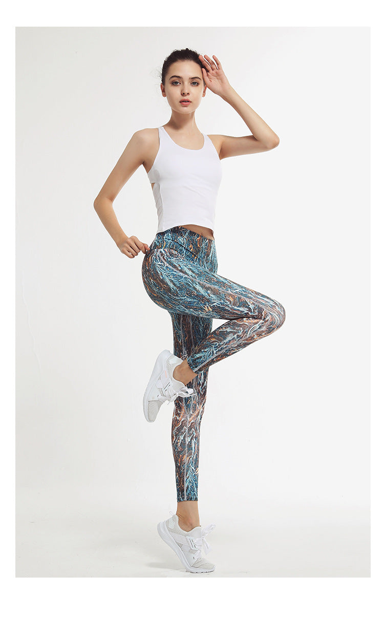 Printed Quick-drying Fitness Pants Sports Running Peach Hip Pants