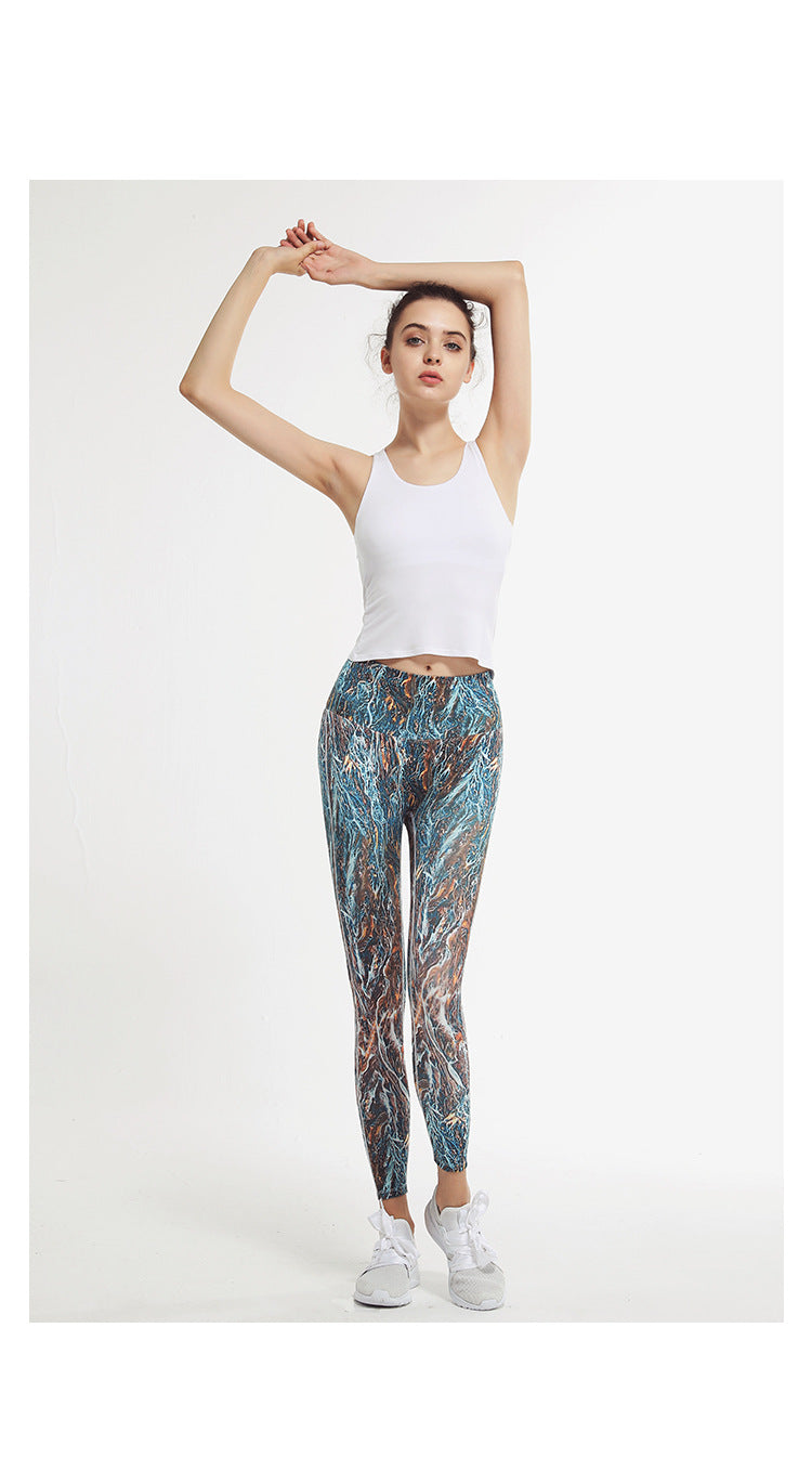Printed Quick-drying Fitness Pants Sports Running Peach Hip Pants