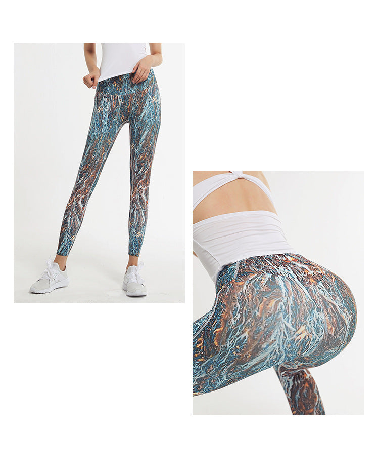 Printed Quick-drying Fitness Pants Sports Running Peach Hip Pants