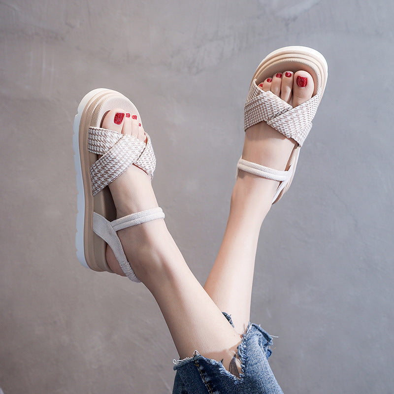 Korean Style Cross Check Sandals