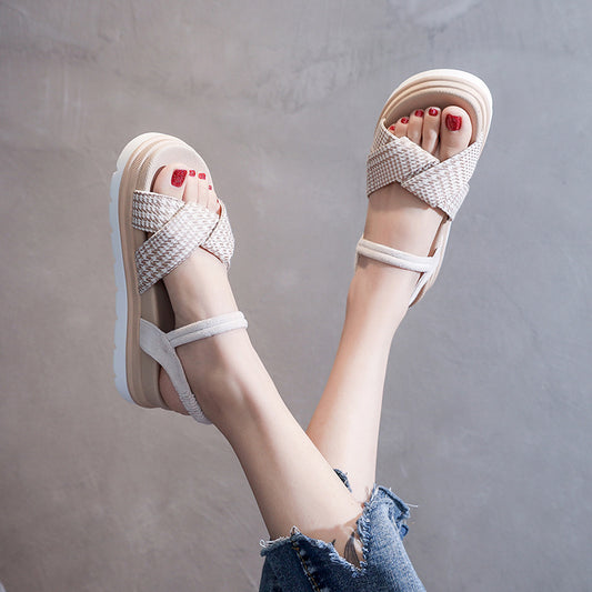 Korean Style Cross Check Sandals