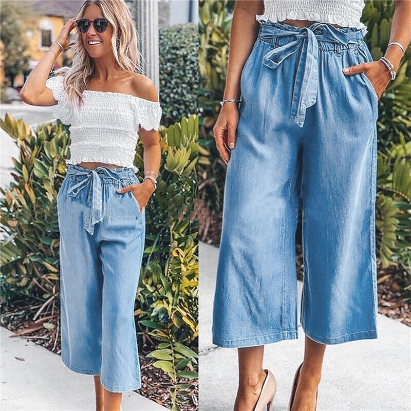 Solid Color Casual Jeans Plus Size Loose Wide-leg Pants