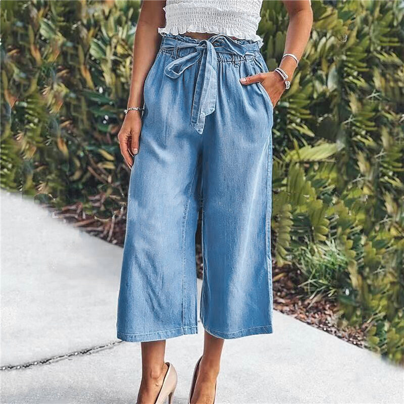 Solid Color Casual Jeans Plus Size Loose Wide-leg Pants