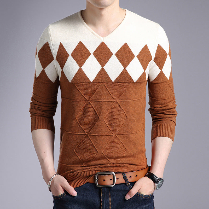 Men's Pullover Sweater Korean Knit Bottoming Shirt
