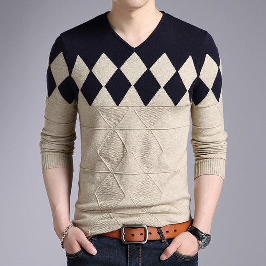 Men's Pullover Sweater Korean Knit Bottoming Shirt
